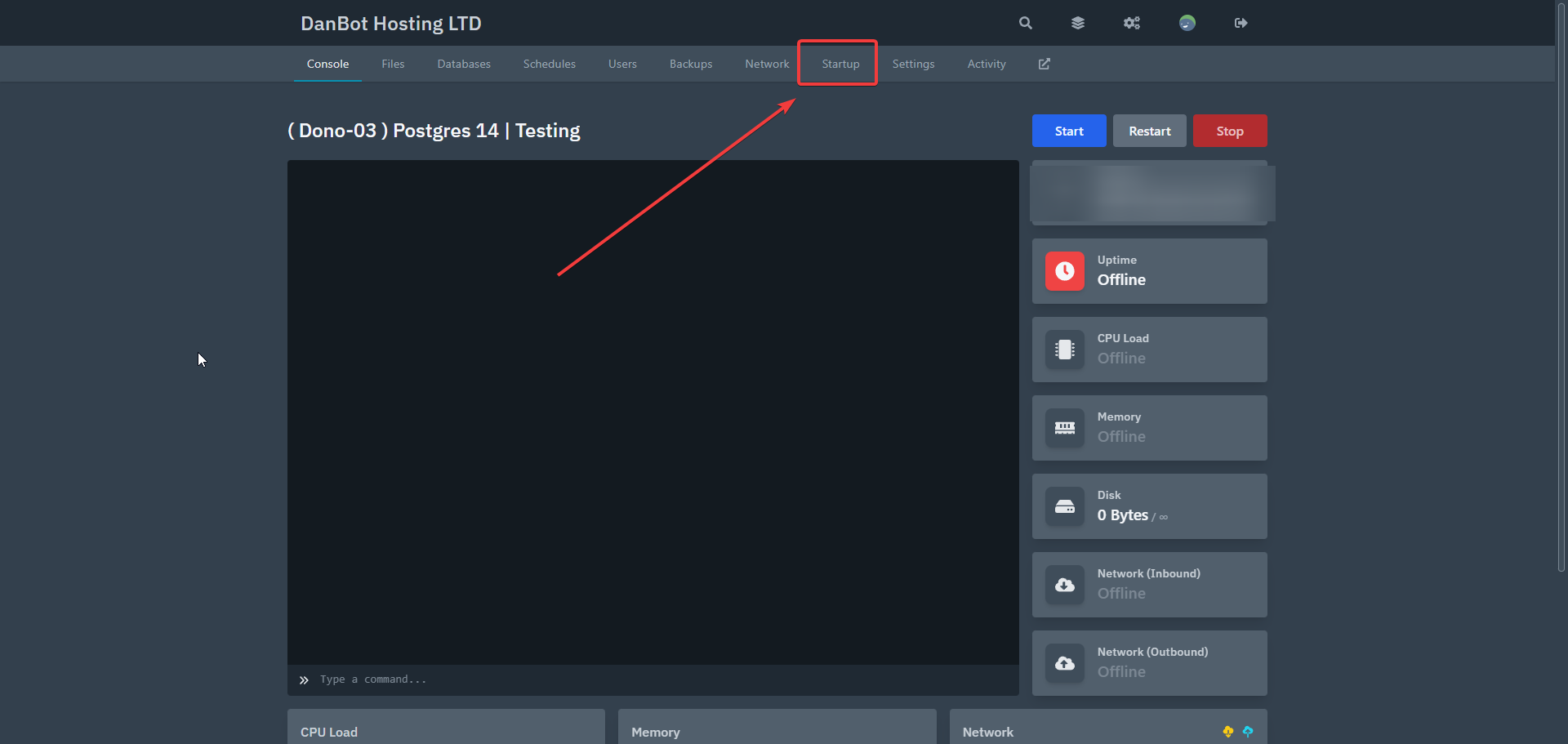 Postgres Server Startup Section